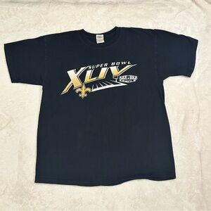 New Orleans Saints Super Bowl XLIV Black 100% cotton T-Shirt Size G/L